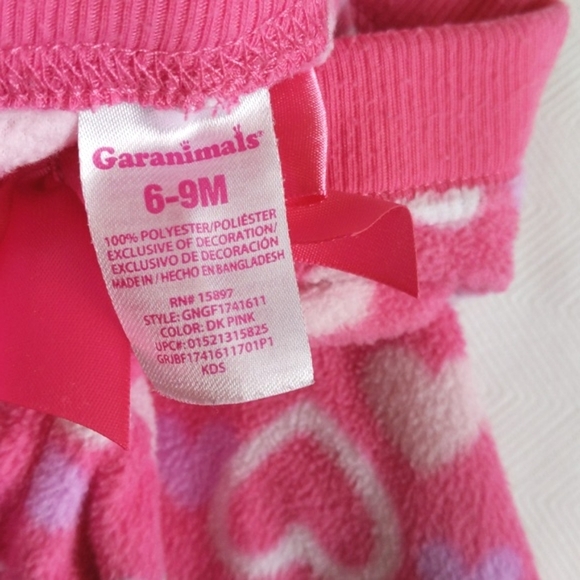 garanimals heart print fleece joggers pants 6-9 months baby girl - Picture 4 of 5